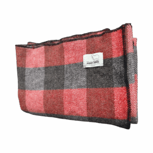 Red and black checkered wool blanket