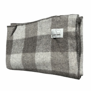 Dark grey and light grey checkered wool blanket
