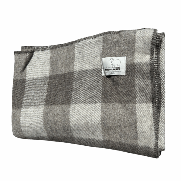 Dark grey and light grey checkered wool blanket