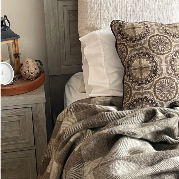 Dark Grey / Light Grey Checkered Wool Blanket - Image 3