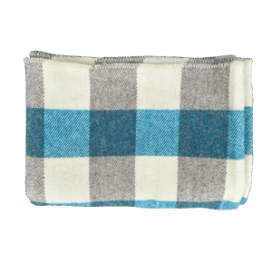 Peacock and natural white wool blanket