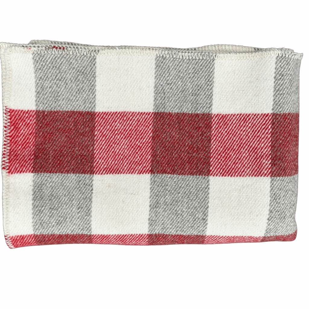 red and white checkered wool blanket